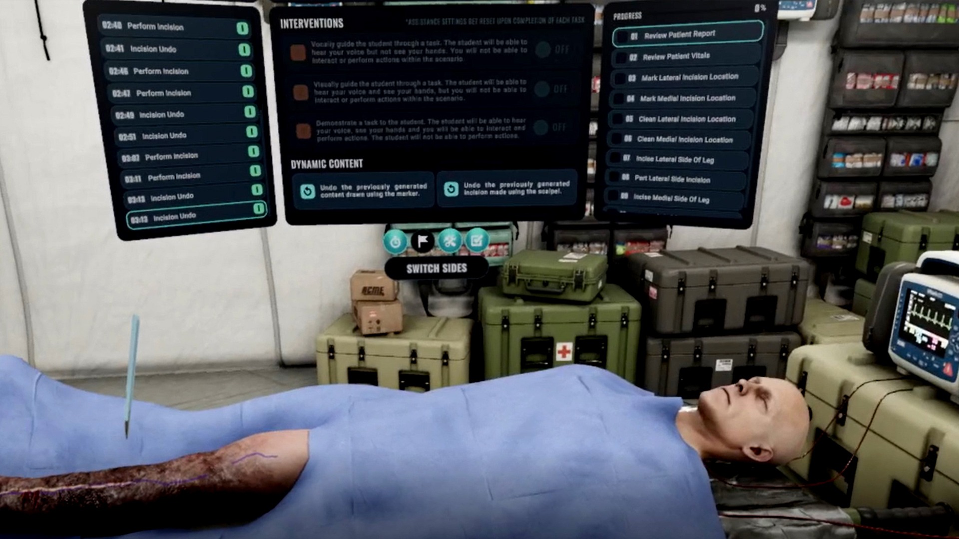 Advanced medical simulation for burn care with advanced haptic integration.